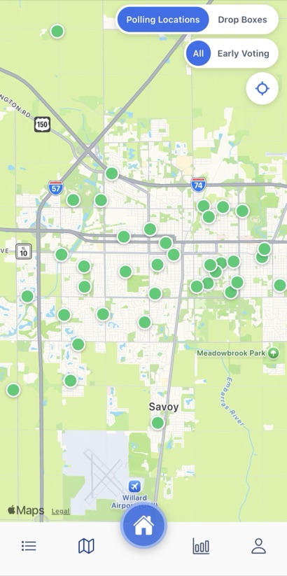 Champaign County polling place locations and live wait times